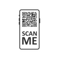 QR code scan icon in flat style. Mobile phone scanning vector illustration on isolated background. Barcode reader sign business concept.