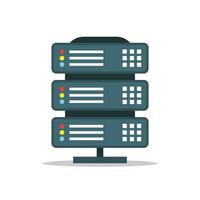 Data center icon in flat style. Computer datacenter vector illustration on isolated background. Storage cloud sign business concept.