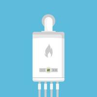 Gas boiler icon in flat style. Heater vector illustration on isolated background. Boiling sign business concept.