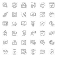 Approve icon set in flat style. Check mark vector illustration on white isolated background. Tick accepted business concept.