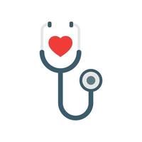 icono de estetoscopio en estilo plano. ilustración de vector de diagnóstico de corazón sobre fondo aislado. concepto de negocio de signo de medicina.