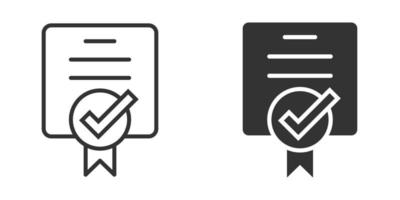 Approve certificate icon in flat style. Document check mark vector illustration on white isolated background. Approval choice business concept.
