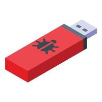 Malware stick icon, isometric style vector