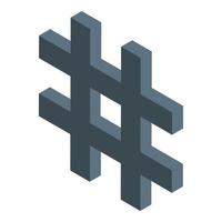 icono de hashtag de desintoxicación digital, estilo isométrico vector