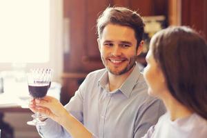 Romantic couple dating in restaurant photo