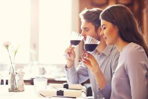 Romantic couple dating in restaurant photo