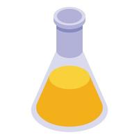 Yellow flask essential oils icon, isometric style vector