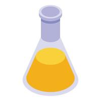 Yellow flask essential oils icon, isometric style vector