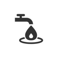 Water tap icon in flat style. Droplet vector illustration on white isolated background. Faucet falling sign business concept.