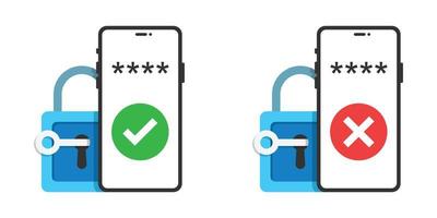 Password protection icon in flat style. Authentication vector illustration on isolated background. Login verification sign business concept.