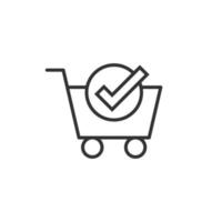 icono de marca de verificación del carrito de compras en estilo plano. comprar ilustración de vector de aprobación sobre fondo blanco aislado. confirmar el concepto de negocio.