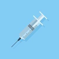 Syringe icon in flat style. Coronavirus vaccine inject vector illustration on isolated background. Covid-19 vaccination sign business concept.