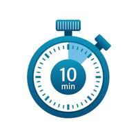 Stopwatch 10 minutes icon illustration in flat style. Timer vector illustration on isolated background. Time alarm sign business concept.
