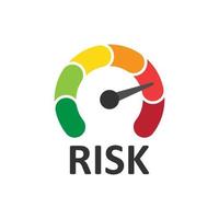 Risk meter icon in flat style. Rating indicator vector illustration on white isolated background. Fuel level sign business concept.