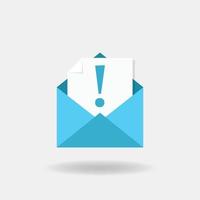 Alert message envelope icon in flat style. Email virus vector illustration on isolated background. Mail exclamation sign business concept.