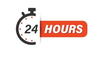 24 hours service icon in flat style. All day business and service vector illustration on isolated background. Quick service time sign business concept.