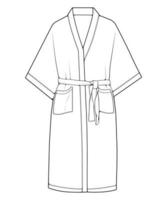 Bathrobe vector lineart .Outline vector bathrobe isolated on white background for coloring book.