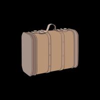 Isolated vector suitcase . Vector art for coloring book. Vector illustration suitcase on black background.