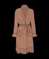 Bathrobe vector coloring . Coloring vector bathrobe isolated on black background for coloring book.