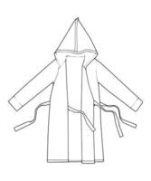 Bathrobe vector lineart .Outline vector bathrobe isolated on white background for coloring book.