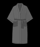 Bathrobe vector coloring . Coloring vector bathrobe isolated on black background for coloring book.