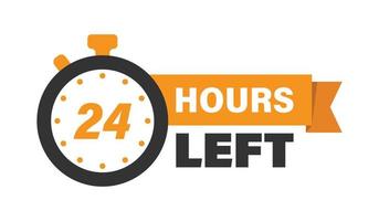 24 hours left icon in flat style. All day business and service vector illustration on isolated background. Quick service time sign business concept.