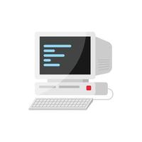 Personal computer in flat style. Desktop pc vector illustration on isolated background. Monitor display sign business concept.