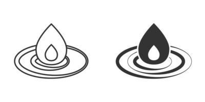 Water drop icon in flat style. Liquid vector illustration on white isolated background. Droplet business concept.