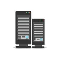 Data center icon in flat style. Computer datacenter vector illustration on isolated background. Storage cloud sign business concept.