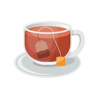 Tea bag in cup icon illustration in flat style. Drink vector illustration on isolated background. Fresh beverage sign business concept.