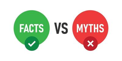 icono de mitos vs hechos en estilo plano. ilustración vectorial verdadera o falsa sobre fondo blanco aislado. concepto de negocio de signo de comparación. vector