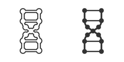 icono de molécula de adn en estilo plano. Ilustración de vector de átomo sobre fondo blanco aislado. concepto de negocio de signo de espiral molecular.