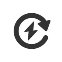 Energy recharge icon in flat style. Voltage and arrow vector illustration on white isolated background. Electric sign business concept.