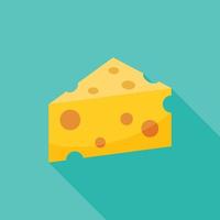 Cheese slice icon in flat style. Milk food vector illustration on isolated background. Breakfast sign business concept.