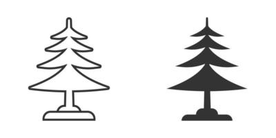 Conifer tree icon in flat style. Fir flora vector illustration on white isolated background. Ecology sign business concept.