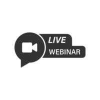 Live webinar icon in flat style. Online training vector illustration on isolated background. Conference stream sign business concept.