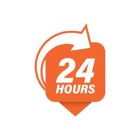 24 hours service icon in flat style. All day business and service vector illustration on isolated background. Quick service time sign business concept.