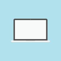 Laptop with blank screen icon in flat style. Computer display vector illustration on isolated background. Monitor sign business concept.