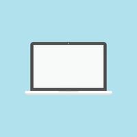 Laptop with blank screen icon in flat style. Computer display vector illustration on isolated background. Monitor sign business concept.