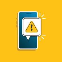 icono de notificaciones telefónicas en estilo plano. smartphone con ilustración de vector de signo de exclamación sobre fondo aislado. concepto de negocio de signo de mensaje de spam.