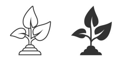 icono de hoja en estilo plano. ilustración de vector de planta sobre fondo blanco aislado. concepto de negocio de signo de flor.