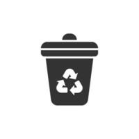 Garbage bin icon in flat style. Recycle vector illustration on white isolated background. Trash basket sign business concept.