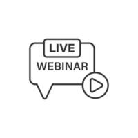 Live webinar icon in flat style. Online training vector illustration on isolated background. Conference stream sign business concept.