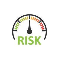 icono de medidor de riesgo en estilo plano. ilustración de vector de indicador de calificación sobre fondo blanco aislado. concepto de negocio de signo de nivel de combustible.