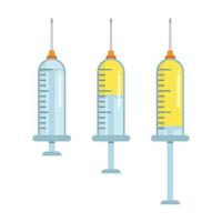 Syringe icon in flat style. Coronavirus vaccine inject vector illustration on isolated background. Covid-19 vaccination sign business concept.