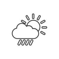 Weather icon in flat style. Sun, cloud and rain vector illustration on white isolated background. Meteorology sign business concept.