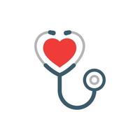 Stethoscope icon in flat style. Heart diagnostic vector illustration on isolated background. Medicine sign business concept.