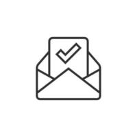 Envelope with confirmed document icon in flat style. Verify vector illustration on white isolated background. Receive business concept.