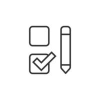 Checklist document icon in flat style. Survey vector illustration on white isolated background. Check mark choice business concept.