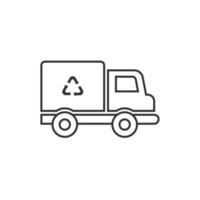 Garbage truck icon in flat style. Recycle vector illustration on white isolated background. Trash car sign business concept.